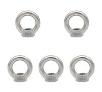 Leliafleury 5Pcs Lifting Eye Nut M5 Stainless Steel Round Shape Ring Nuts Ring Female Threaded Nuts for Lifting Accessories Eye bolt Screw