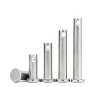 Leliafleury 5Pcs Single Hole Clevis Pins Stainless Steel Flat Head Pin Cylindrical Locating Pins, 10mm x 50mm