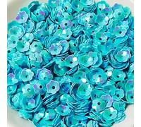 Leliafleury 6mm Blue Flower Sequins Glitter Loose Cup Sequins for DIY Crafts Sewing, 40g/1.4oz