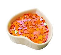 Leliafleury 6mm Orange Heart Sequins Confetti Iridescent Heart Shaped Confetti PVC Glitter Sequins for Wedding Party Decorations, 20g/0.7oz