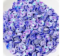 Leliafleury 6mm Purple Flower Sequins Glitter Loose Cup Sequins for DIY Crafts Sewing, 40g/1.4oz