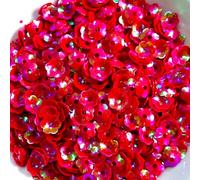 Leliafleury 6mm Red Flower Sequins Glitter Loose Cup Sequins for DIY Crafts Sewing, 40g/1.4oz