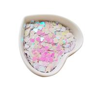 Leliafleury 6mm White Heart Sequins Confetti Iridescent Heart Shaped Confetti PVC Glitter Sequins for Wedding Party Decorations, 20g/0.7oz