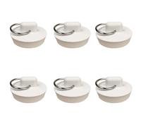 Leliafleury 6Pcs White Drain Stoppers Rubber Sink Plug Replacement Bath Plugs with Hanging Ring for Bathtub Bathroom Kitchen, 1-3/8 Inch