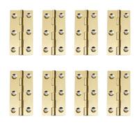 Leliafleury 8Pcs Folding Door Hinges 64mm(2.5 inch) Brass Hinges for Window Cabinets Closet Drawer Boxes, Gold