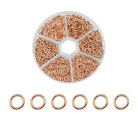 Leliafleury 970Pcs Open Jump Rings Metal Gold Jump Rings with Plastic Box for DIY Craft Making