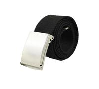 Leliafleury Black Canvas Belt, 1Pcs Adjustable Flip-Top Solid Silver Buckle Canvas Belt for Men Women, 3.8cmx120cm