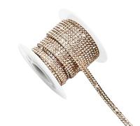 Leliafleury Champagne Crystal Rhinestone Tape, 1 Roll Self Adhesive Glass Rhinestone Strip, Sparkling Diamond Decorative Ribbon for DIY Crafts Home Decor, 0.4cmx5 Yard