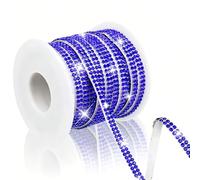 Leliafleury Dark Blue Crystal Rhinestone Tape, 1 Roll Self Adhesive Glass Rhinestone Strip, Sparkling Diamond Decorative Ribbon for DIY Crafts Home Decor, 0.4cmx5 Yard