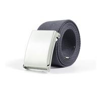 Leliafleury Dark Gray Canvas Belt, 1Pcs Adjustable Flip-Top Solid Silver Buckle Canvas Belt for Men Women, 3.8cmx120cm