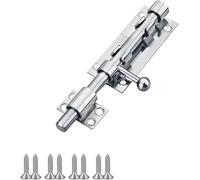 Leliafleury Door Bolt Lock 5 Inch Stainless Steel Door Latch Barrel Sliding Bolt Solid Security Lock Latch for Bathroom Bedroom Shed, Silver