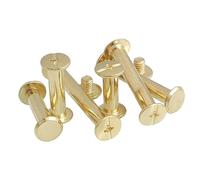 Leliafleury M4*6 Chicago Binding Screws 20Pcs Carbon Steel Chicago Screws Flat Head Screw Rivets Chicago Screw Posts for Craft Purse Belt Handbags, Gold