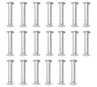 Leliafleury M4*6 Chicago Screw Posts 20Pcs Chicago Binding Screws Stainless Steel Flat Head Rivets for Craft Purse Belt Handbags, Silver