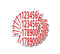 Leliafleury Number Stickers 0-9, 8 Sheets Red Number Stickers, Waterproof Adhesive Numbered Labels, 7.6 * 2.5cm