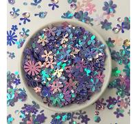Leliafleury Purple Flower Sequins Shinny Mixed Sequins PVC Glitter Paillettes for DIY Crafts Sewing, 20g/0.7oz