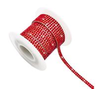 Leliafleury Red Crystal Rhinestone Tape, 1 Roll Self Adhesive Glass Rhinestone Strip, Sparkling Diamond Decorative Ribbon for DIY Crafts Home Decor, 0.4cmx5 Yard