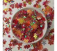 Leliafleury Red Flower Sequins Shinny Mixed Sequins PVC Glitter Paillettes for DIY Crafts Sewing, 20g/0.7oz