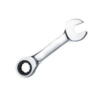 Leliafleury Stubby Ratchet Spanner 17mm, Short Combination Ratcheting Wrench, Mini Open End Spanner, Small Metric Home Tools for Repair Bicycle