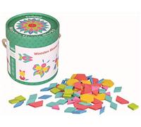 Lelin 250 Pcs Wooden Mosaic Blocks Set - Pattern Blocks Classic Developmental Toy