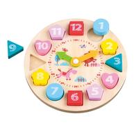 Lelin Wooden Learning Clock Set and Read Time Early Learning Toy Interactive Educational Toys Teach Your Child Time for Children Kids Girls Boys 3 year old and up