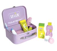 Lelin Wooden Toiletry Set Childrens Pretend Play Bathroom Travel Accessory Set