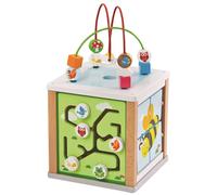 LELIN Wooden Activity Cube Multifunction Toy with Bead Wire Maze, Shape Sorter