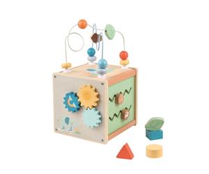 Lelin Wooden Forest themed Activity Cube Baby Toddler Learning Toy