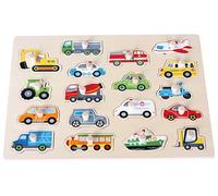 Lelin Wooden Vehicles Jigsaw Puzzle - 18 Pieces - Ages 3-8