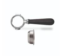 LELIT - LELIT - 58 Bottomless Portafilter - Includes 2-Dose Stainless Steel Filter - Wood Handle - PLA580B - Silver/Black Walnut Wood