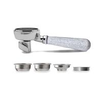 LELIT - LELIT58 2-Way Portafilter - Double Spout - Includes Stainless Steel Filters - Wood Handle - PLA582F - Silver/White Ash Decapè Wood
