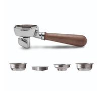 LELIT - LELIT58 2-Way Portafilter - Double Spout - Includes Stainless Steel Filters - Wood Handle - PLA582W - Silver/Walnut Wood