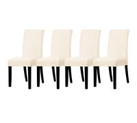 Lellen Dining Chair Covers Set of 4 - Stretch Dining Room Chair Covers Washable Dining Chair Protectors Cover Chair Back Covers Kitchen Chair Seat Covers for Dining Room（Cream）