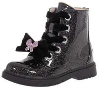 Lelli Kelly Fior Difiocco Girl's Black Glitter Combat Boots with Pink Butterfly (Nero, UK 1, UK Footwear Size System, Big Kid, Women, Numeric, Medium, 1)