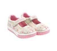 Lelli Kelly Girls Cressida White Glitter Canvas Dolly Shoes Roly Sole LK4924