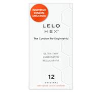 LELO HEX Original Ultra Thin Condoms with Increased Strength, Male Condom, Lubricated Condoms for Men, 2.12-Inch/54 mm Diameter (12 Pack)