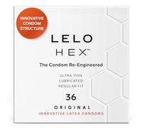 LELO HEX Original Ultra Thin Condoms with Increased Strength, Male Condom, Lubricated Condoms for Men, 2.12-Inch/54 mm Diameter (36 Pack)