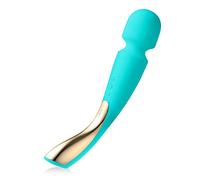 LELO Smart Wand Large - All-Over Body Massager, 10 Patterns, Aqua | This handheld wand massager offers 10 vibration patterns in a waterproof design for all-over body relaxation.