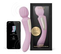 LELO Switch Female Double Ended Vibrator Wand with Bluetooth App, Double Dildo with 12 Pleasure Settings (Soft Pink)