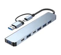 Leloco USB C Hub 7 in 1 USB Hub 3.0 Multiport Adapter, Aluminium USB-A/C 3.0 Ports Multiple Plug with 5V/1A Type-C Port Compatible with iPhone 16 Series MacBook Air/Pro, Galaxy, iPad, Windows