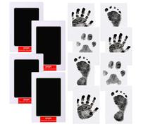 LelonHo Inkless Hand and Footprint Kit Clean Touch Ink Pad for Newborn Baby Pet Paw Print Kit(4 Ink Pads,8 Imprint Cards) (4 Pack Black)