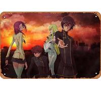 Lelouch Lamperouge, Suzaku Kururugi, Code Geass, C C, Kallen Kozuki Anime Poster Home Wall Art Decoration Retro Metal Tin Sign 8x12 inch