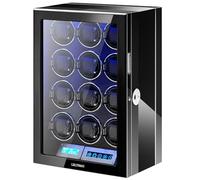 LELTNSOU Watch Winder for 6/12 Winding Spaces Automatic Watches, Ultra-Quiet Japanese Motors, Built-in LED Illumination and LCD Touchscreen Control, Carbon 12 watches fingerprint, Japanese