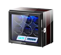 LELTNSOU Watch Winder for 6 Winding Spaces Automatic Watches with Fingerprint Unlock, Ultra-Quiet Japanese Motors, Built-in LED Illumination and LCD Touchscreen Control, Wooden 6 watches fingerprint