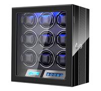 LELTNSOU Watch Winder for 9 Winding Spaces Automatic Watches, Ultra-Quiet Japanese Motors, Built-in LED Illumination and LCD Touchscreen Control