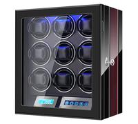 LELTNSOU Watch Winder for 9 Winding Spaces Automatic Watches, Ultra-Quiet Japanese Motors, Built-in LED Illumination and LCD Touchscreen Control