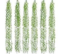 LELUSH Artificial Hanging Vines Plants, 6 Pack Fake Trailing Weeping Ivy Greenery Drooping Hanging Plant for Room Bedroom Decor Garden Wedding Hanging Pot Plant Wall Decoration