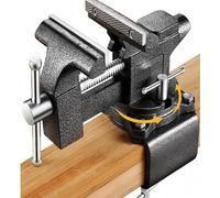 LELWNGGQ Bench Vise 4-1/2in Multi-Purpose Bench Vice Clam on Vise, Heavy Duty Cast Iron Bench Clamp with Anvil-Multi-Jaw Swivel Base - Bnech Vice for Workbench, Woodworking, Workshop DIY