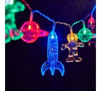LELYFIT 20LED 3.0M Spaceman Cartoon String Lights, Astronaut Planet Rocket Decoration, Children's Room Decoration Lights, Room Background Arrangement Small String Lights,Backyard Party (3.0M)