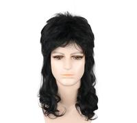 LeMarnia 80s Men's Black Mullet Wig Halloween Costume Party Wig
