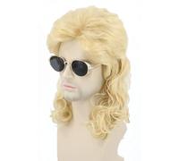 LeMarnia 80s Men's Golden Yellow Mullet Wig Halloween Costume Party Wig